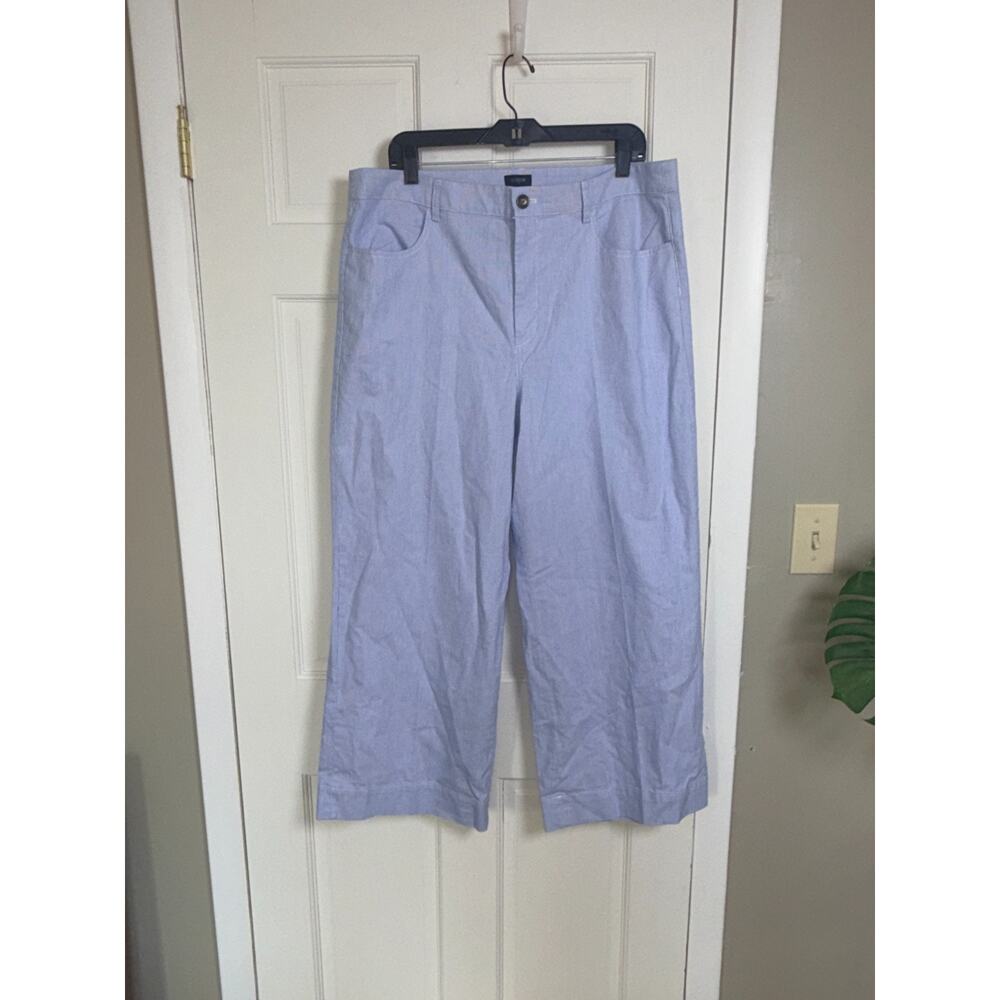 J.Crew Blue Chambray Wide Leg Cropped Pants Size 32 NWT